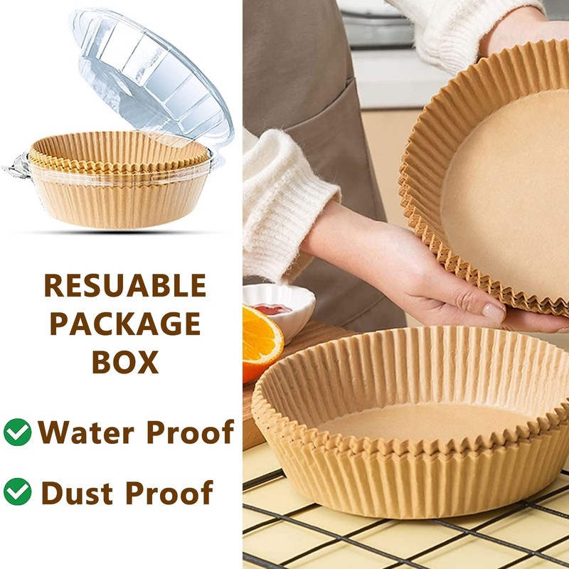 200PCS Air Fryer Liners Disposable: Round 8 Inch Non-Stick 8"Round, Wood gallery
