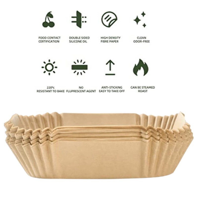FINECE Air Fryer Liners Square, 100PCS for 2 to 5 Qt Square 6.3 in, Natural gallery