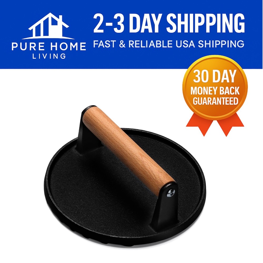Ergonomic 7-Inch Bacon Press: Cast Iron Tool for Healthy Grilling Mastery