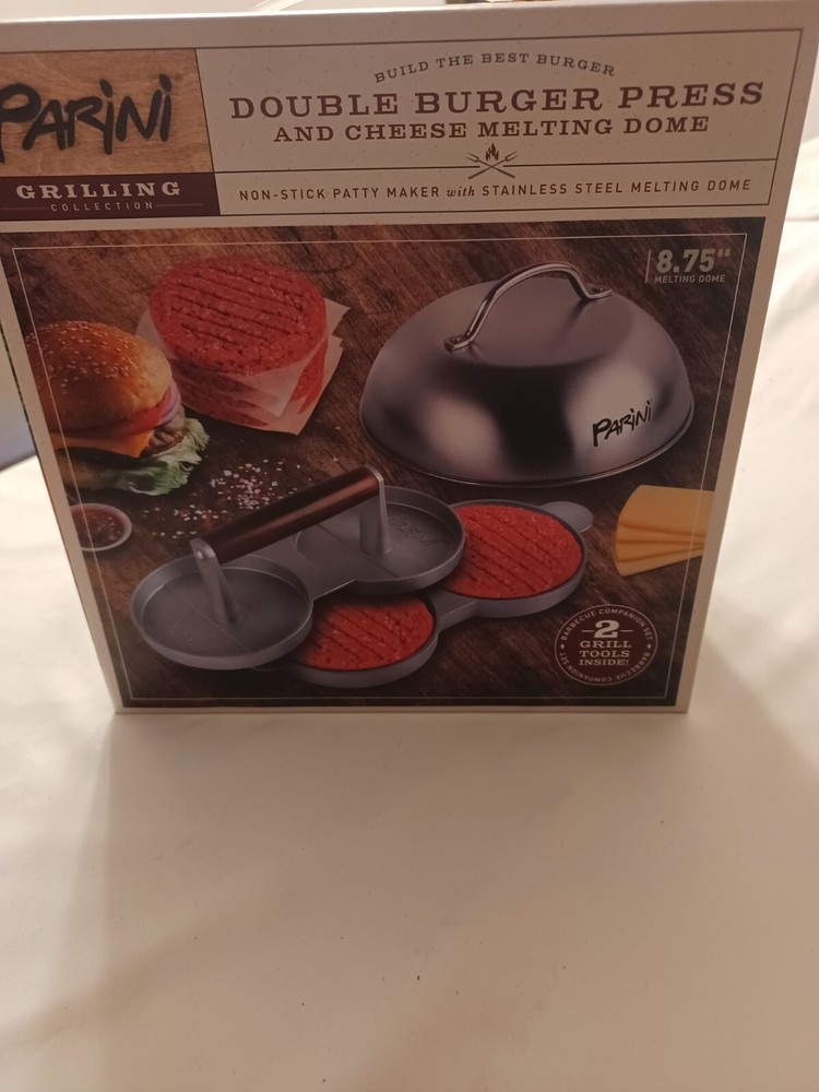 PARINI DOUBLE BURGER PRESS AND CHEESE MELTING DOME
