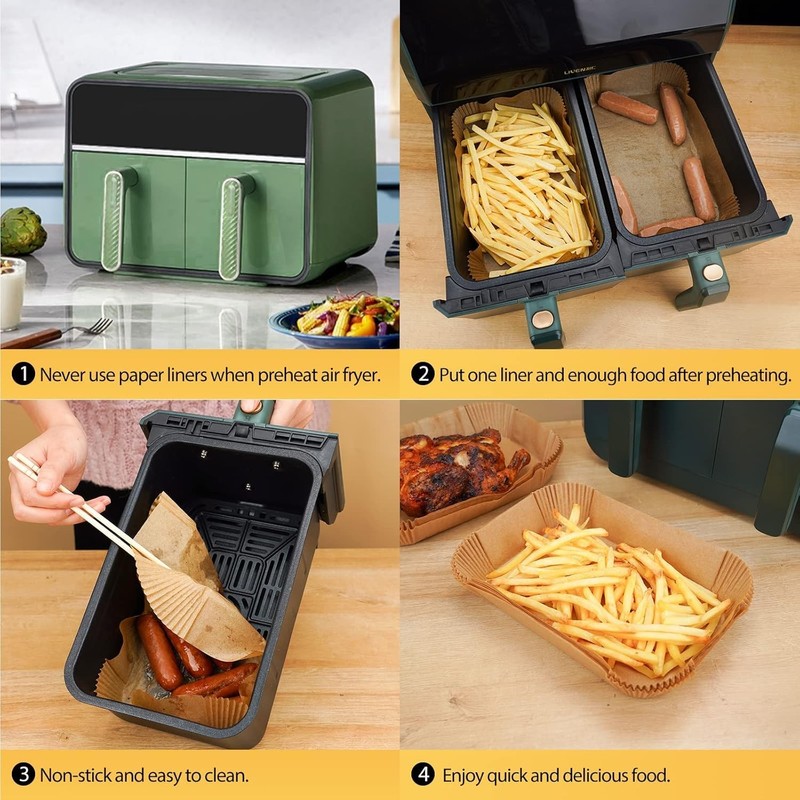 VITAPREP 100 Pcs Air Fryer Parchment Paper Liners, 8.6x5.5 Inch Large, Nature gallery