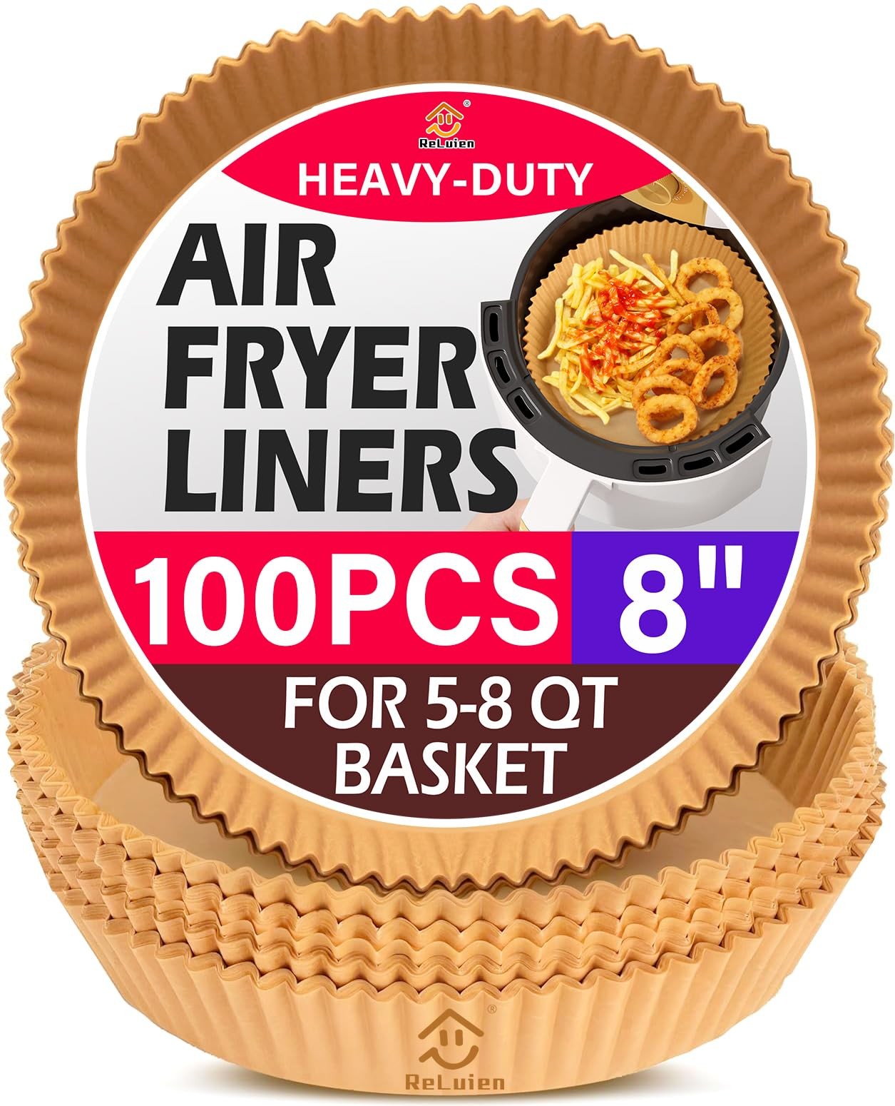 Air Fryer Paper Liners, 100PCS Non-stick Oil Resistant 8inch-100PCS, Yellow gallery