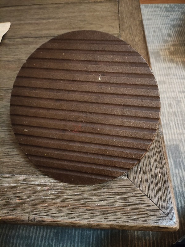 8.5" Round Heavy Cast Iron Bacon Press Wood Handle gallery