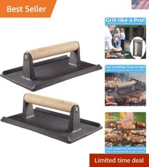 Pro Grade, Pre Seasoned Cast Iron Grill Weight 2Pk. Heavy Duty Steak and Burg…