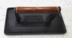 Charcoal Companion Grill Press Bacon Panini Burger Press Cast Iron Wood Handle