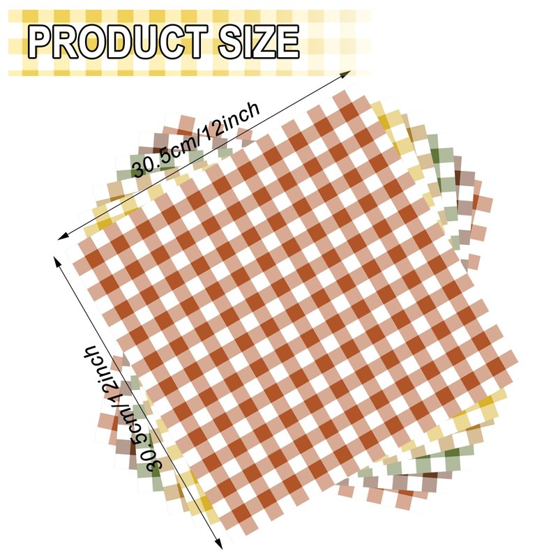 Whaline 300 Sheets Fall Plaid Wax Paper Greaseproof Waterproof 12 x 12 inches gallery