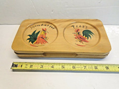 Vintage Wooden DOUBLE Hamburger Press – Roosters – Mid Century “Chrissy” Japan