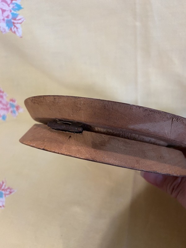 Wooden Hinged Hamburger Press - Duck Grilling Image on Front Vintage gallery