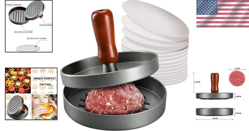 Stainless Steel Burger Press with Wood Handle gallery
