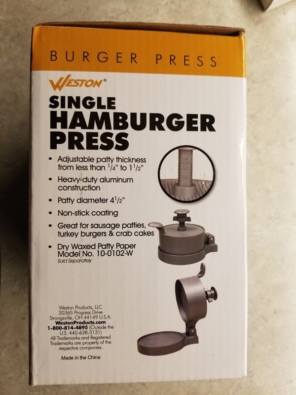 Weston Hamburger 4.5" Aluminum Burger Press Adjustable 1/4" to 1 1/2" 07-0301 gallery