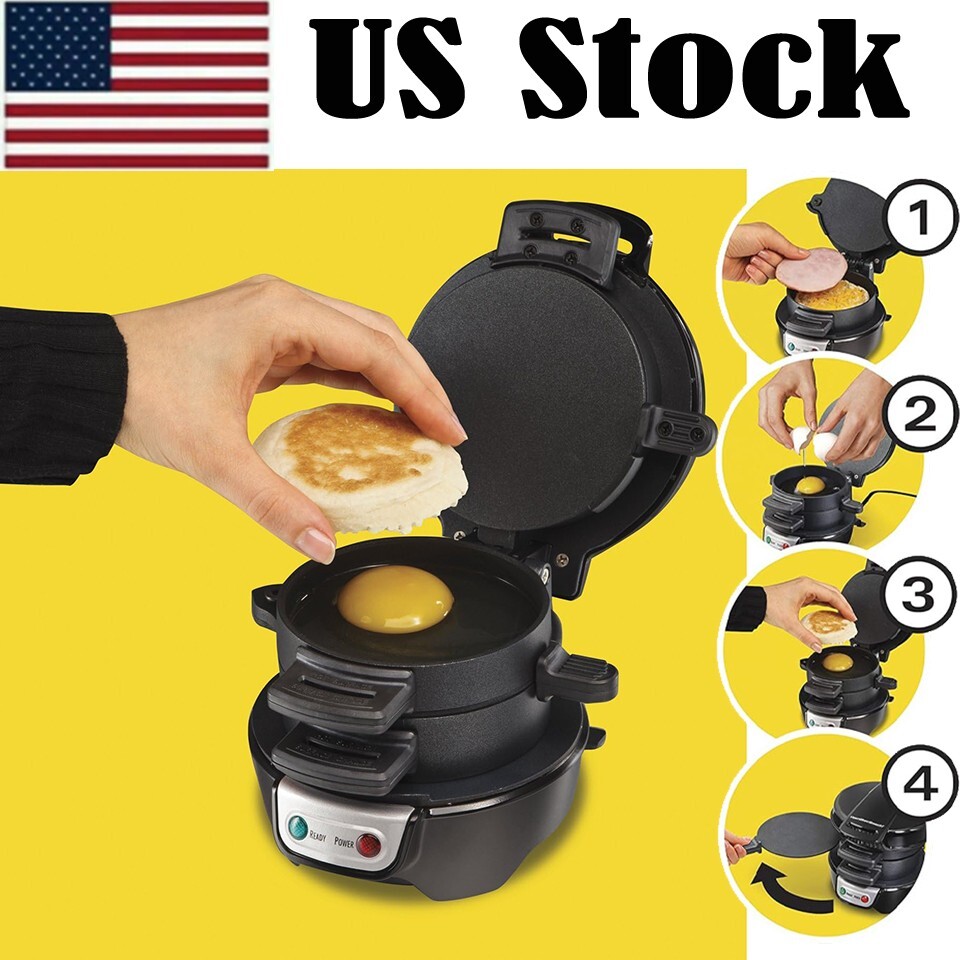 Electric Burger Maker Machine Raf Breakfast Sandwich Maker with Egg Cooker Ring gallery