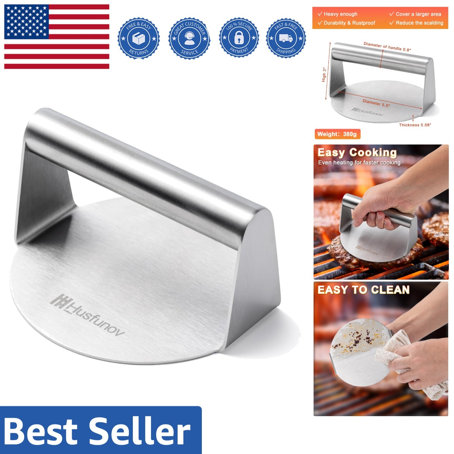 Effortless Cooking with 5.5-Inch Non-Stick Hamburger Press - Durable & Versatile gallery