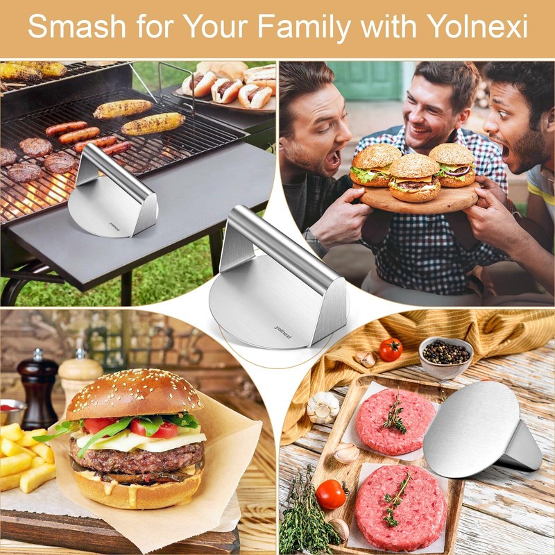 7 Inch Cast Iron Grill Press Burger Bacon Steak Heavy Duty For Flat Top Griddle gallery