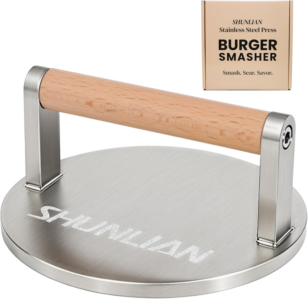 Smash Burger Press, 6 Inch Non-Stick Heavy Duty Hamburger Smasher Tool, 2.9Lb An