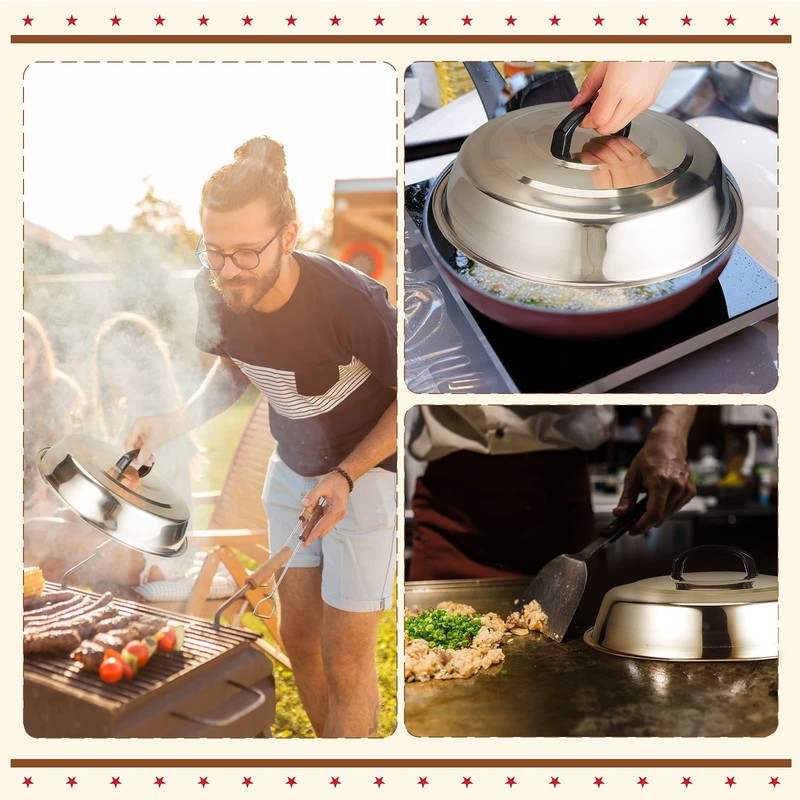 Tessco Griddle Accessories 3 Pcs 12.6 Inch Dome Cheese Melting Round Basting gallery