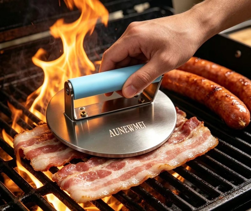 6" Stainless Steel Burger Press Heavy Duty Bacon & Grill Press Round Smasher gallery