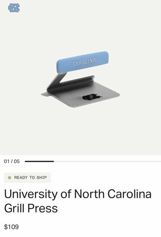 Made In | 5.5" Grill Press | University of North Carolina | Stainless Steel gallery