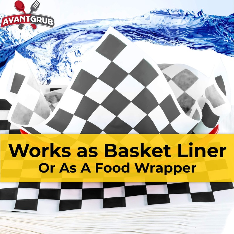 Extra Large, Grease Resistant Black Checkered Sandwich 15x15 Deli Wrap, gallery