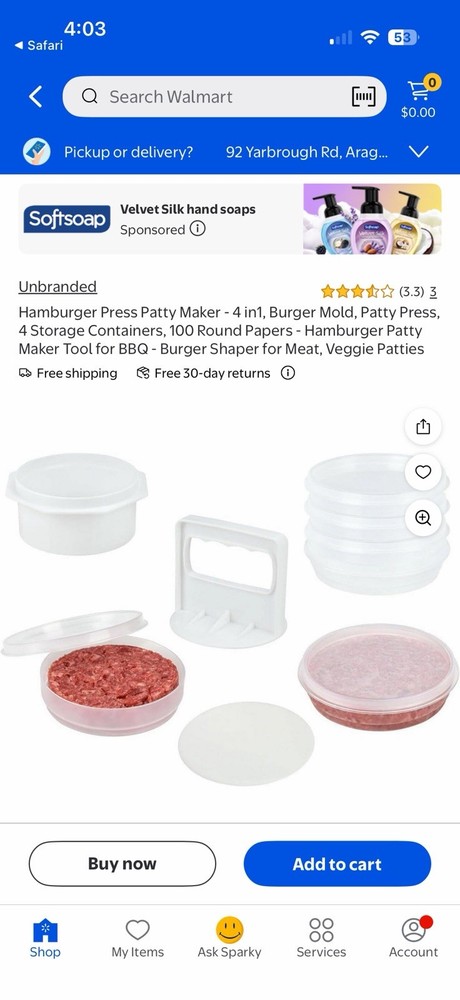 Hamburger Press Patty Maker - 4 in 1, Burger Mold, Patty Press, 8 Storage Contai