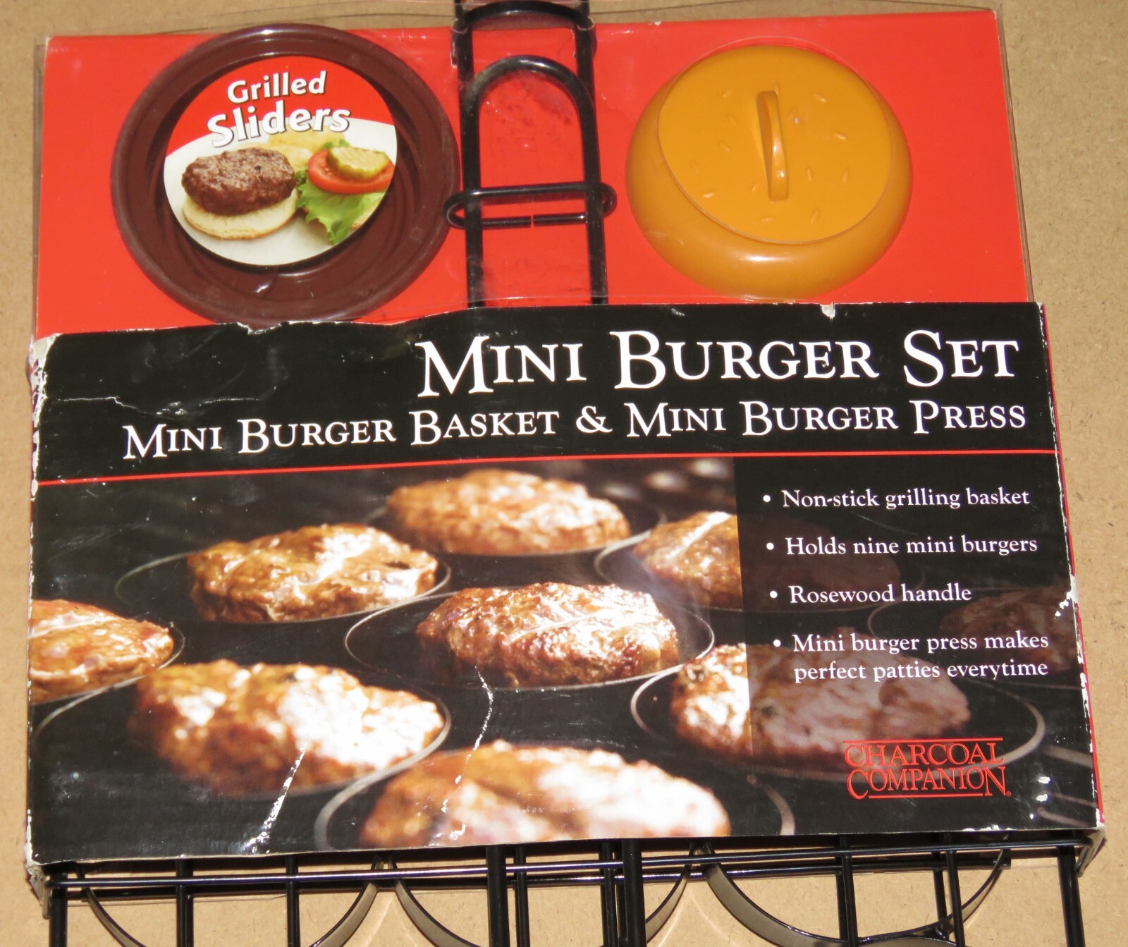 Charcoal Companion Mini Burger Set - Metal Basket & Burger Press Grill Sliders gallery