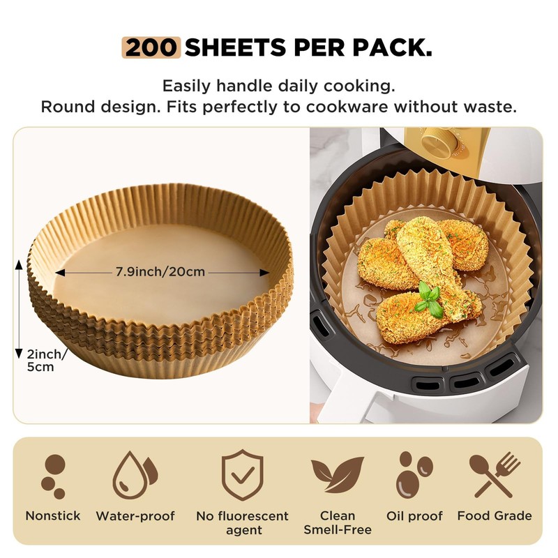 Air Fryer Liners Disposable 7.9'', 20cm, 20cm/7.9in-200 gallery