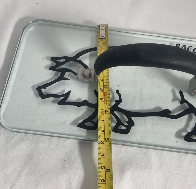 Prepology 2lb Glass Bacon Burger Press Pig Decal Gray Comfort Grip Handle Grill gallery