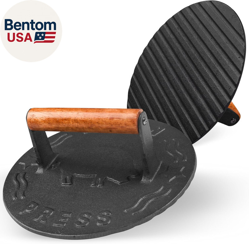 Heavy-Duty Cast Iron Burger Press 7 Inch round Burger Smasher, Grill Press for C gallery