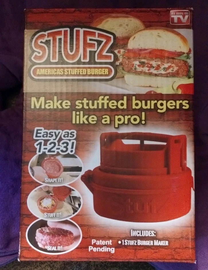 STUFZ Burger Stuffer Hamburger Maker Stuffed Patty Press BBQ As Seen On TV!