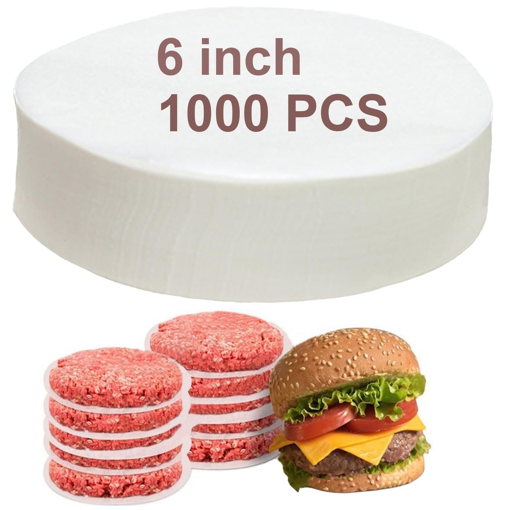 1000pcs Hamburger Patty Paper Rounds 6 Inch White 6"(15cm), B White/1000pcs