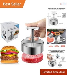 Burger Press Stainless Steel Adjustable Patty Maker Non Stick BBQ Cooking