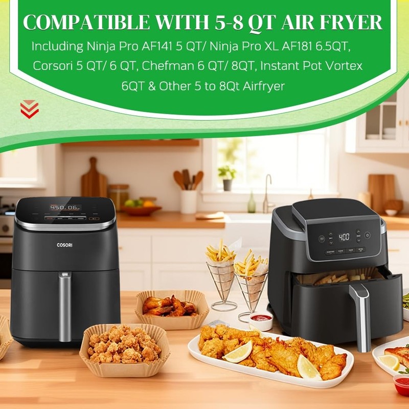 BYKITCHEN 300PCS Disposable Air Fryer Paper 8 inch for 5-8 QT-300PCS, Nature gallery