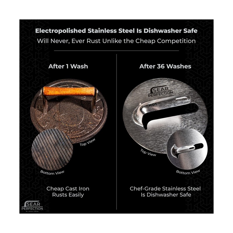 3x Sear Perfection Stackable Steak Weight (4.5lb Total). Chef-Grade Stainless... gallery