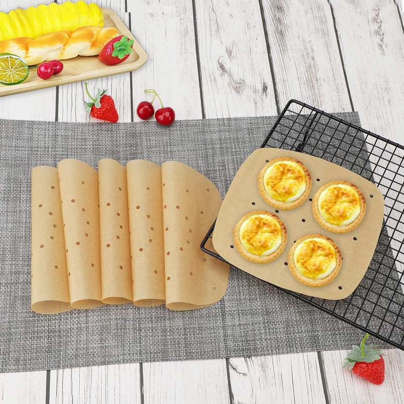 Beasea Perforated Parchment Paper, 200pcs 7 Inch Air Fryer 7 Inch, Unbleached gallery