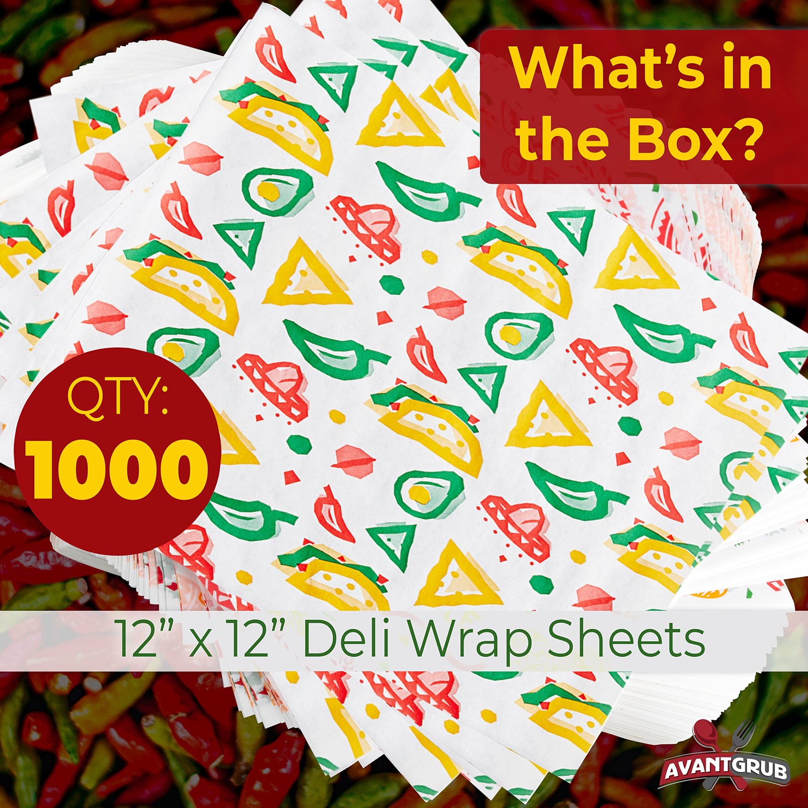 Fun, Fiesta Style 12in Deli Paper 1000 Ct. 12 inch, red, green, gold, yellow gallery