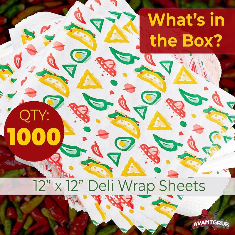 Fun, Fiesta Style 12in Deli Paper 1000 Ct. 12 inch, red, green, gold, yellow gallery