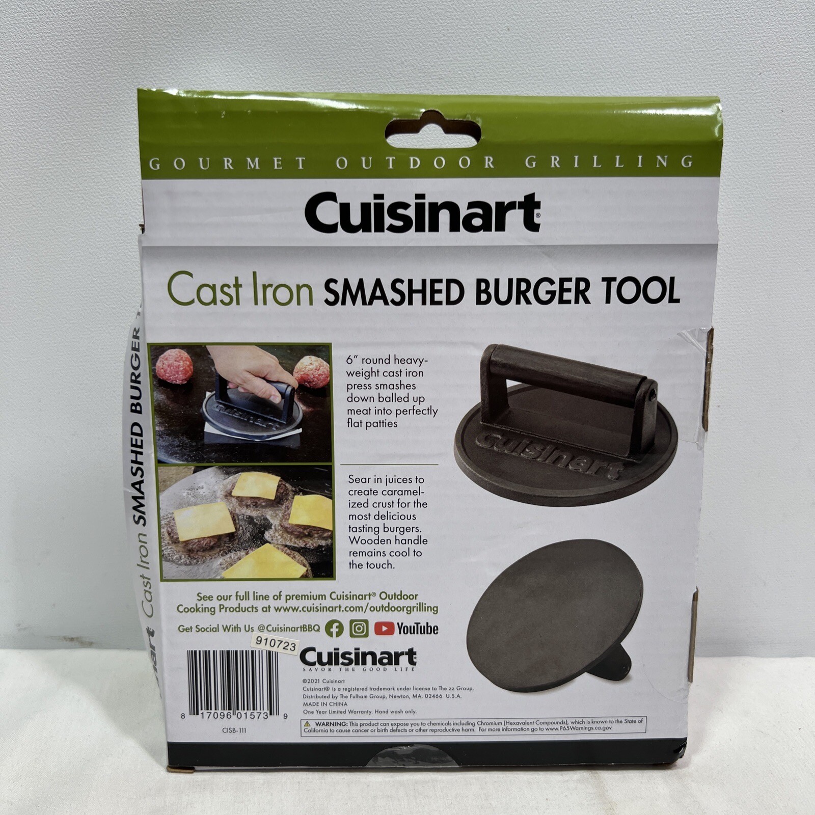 Cuisinart 6" Smashed Burger Press, Cast Iron (CISB-111) ~ NEW gallery