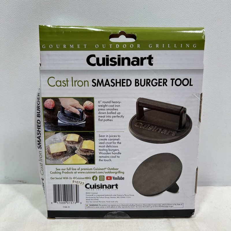 Cuisinart 6" Smashed Burger Press, Cast Iron (CISB-111) ~ NEW gallery