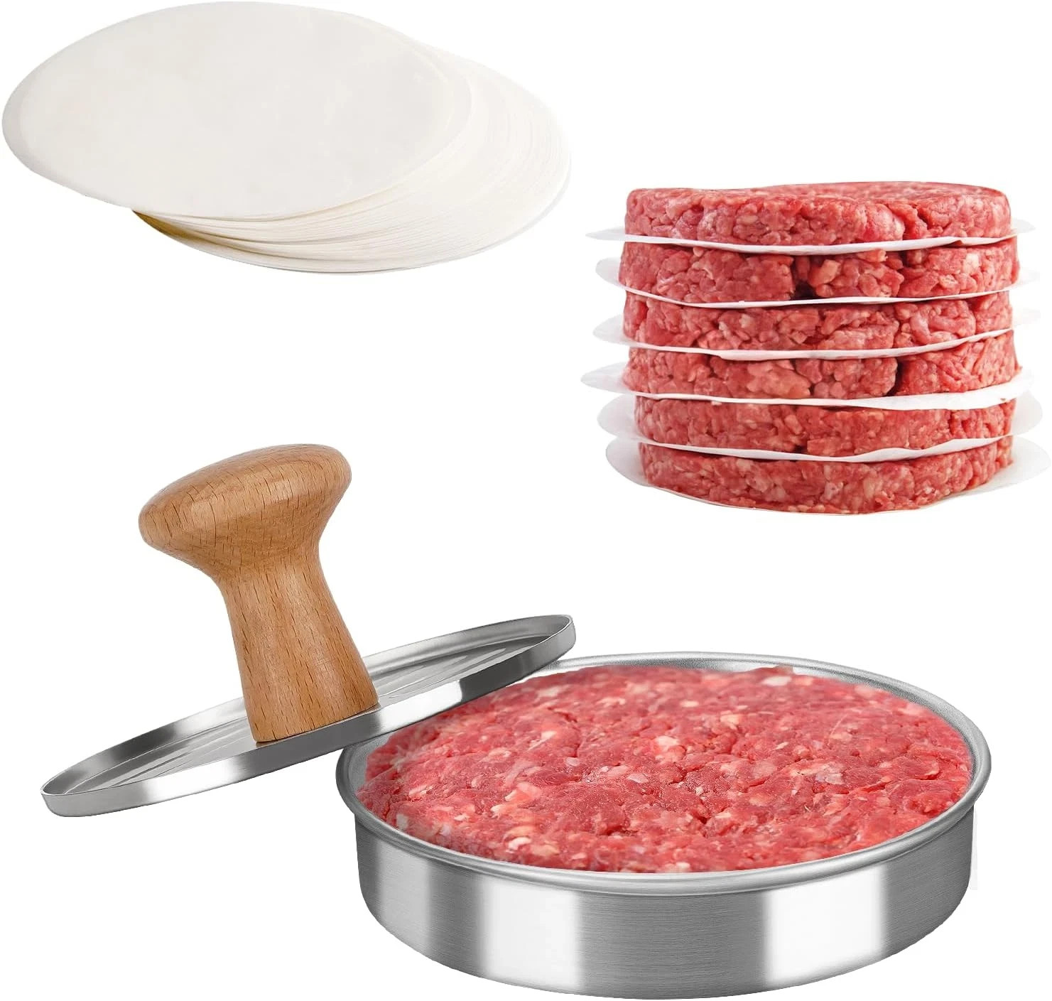Stainless Steel Burger Press Patty Maker – Non-Stick Hamburger Press for Grillin gallery