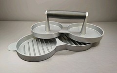 Aluminum DOUBLE PATTY BURGER PRESS Mold Maker With Handle BBQ Cookout Grilling
