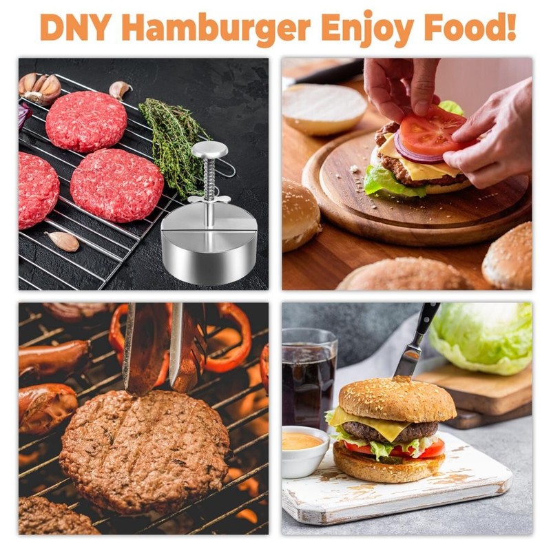 Stainless Steel Hamburger Patty Press Maker Adjustable 3 Sizes Dishwasher Safe gallery