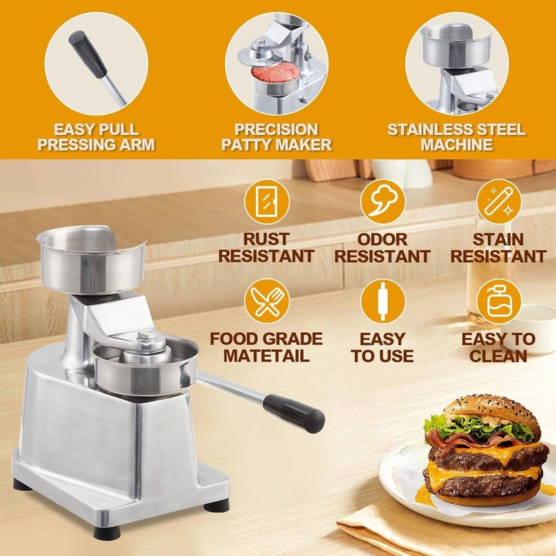 6 Inch Burger Patty Maker Hamburger Beef Patty Maker with 500 Pcs Patty Papers gallery