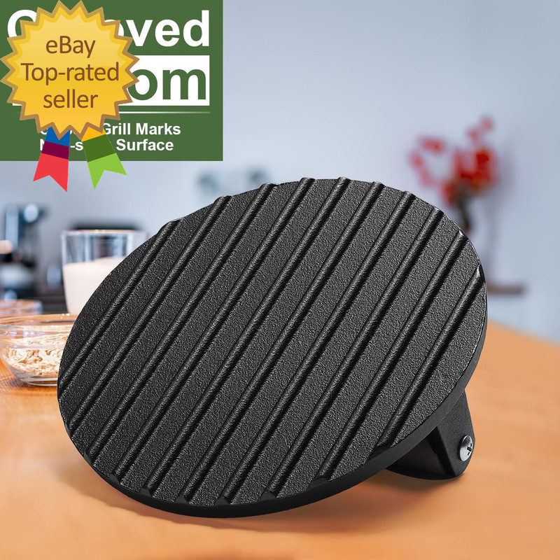 Burger Press, 7" round Heavy-Duty Cast Iron Smash Bacon Press Meat Steak gallery
