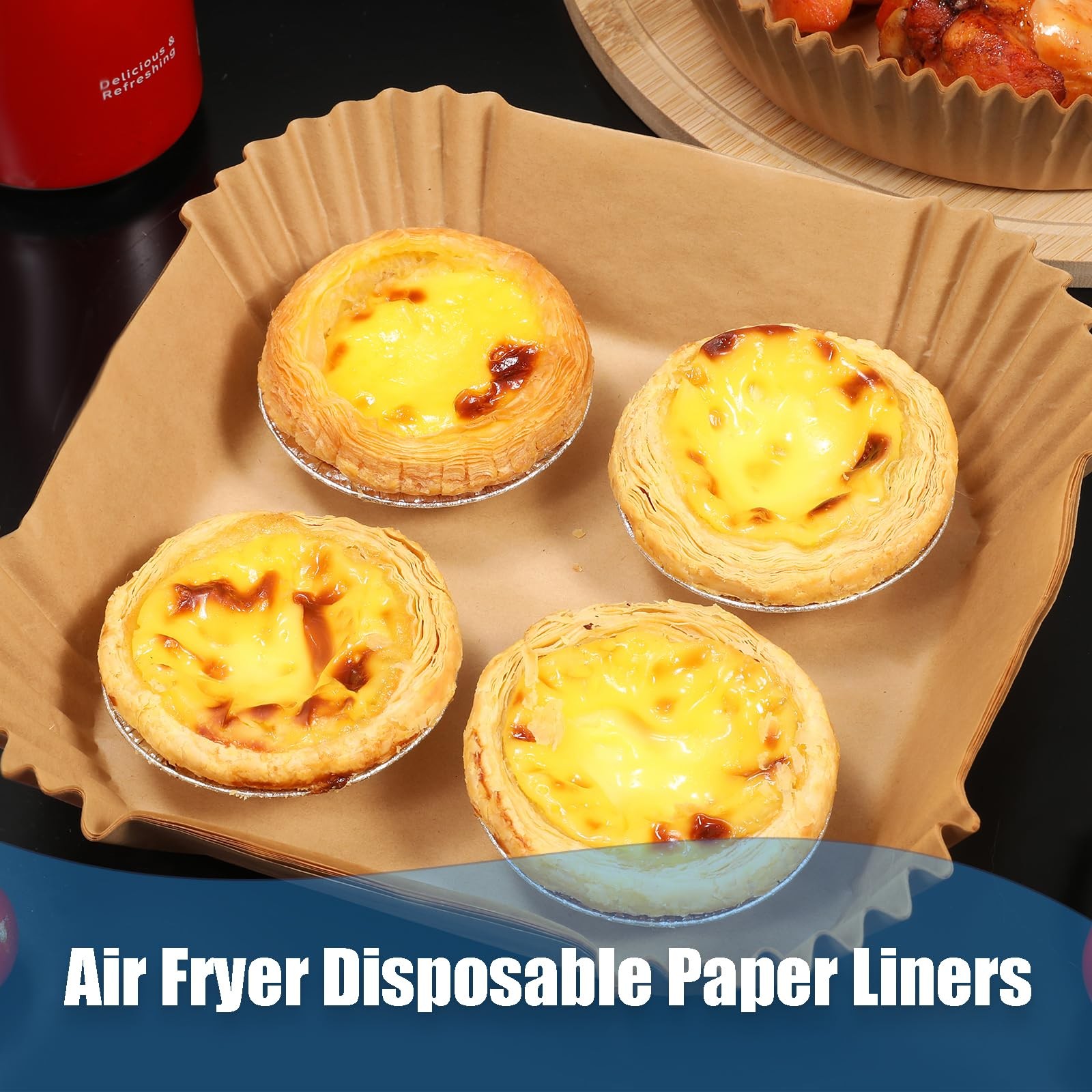 Somoga Thick Air Fryer Paper Liners Disposable 6.5inch-100PCS, Paper-Square gallery