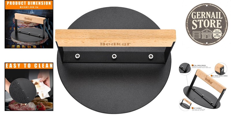 Rust-Proof 6” Burger Smasher: Ideal Gift for Grilling Enthusiasts & BBQ Lovers gallery