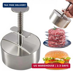 304 Stainless Steel Burger Press, Heavy Duty Adjustable Hamburger Meat Press Mak