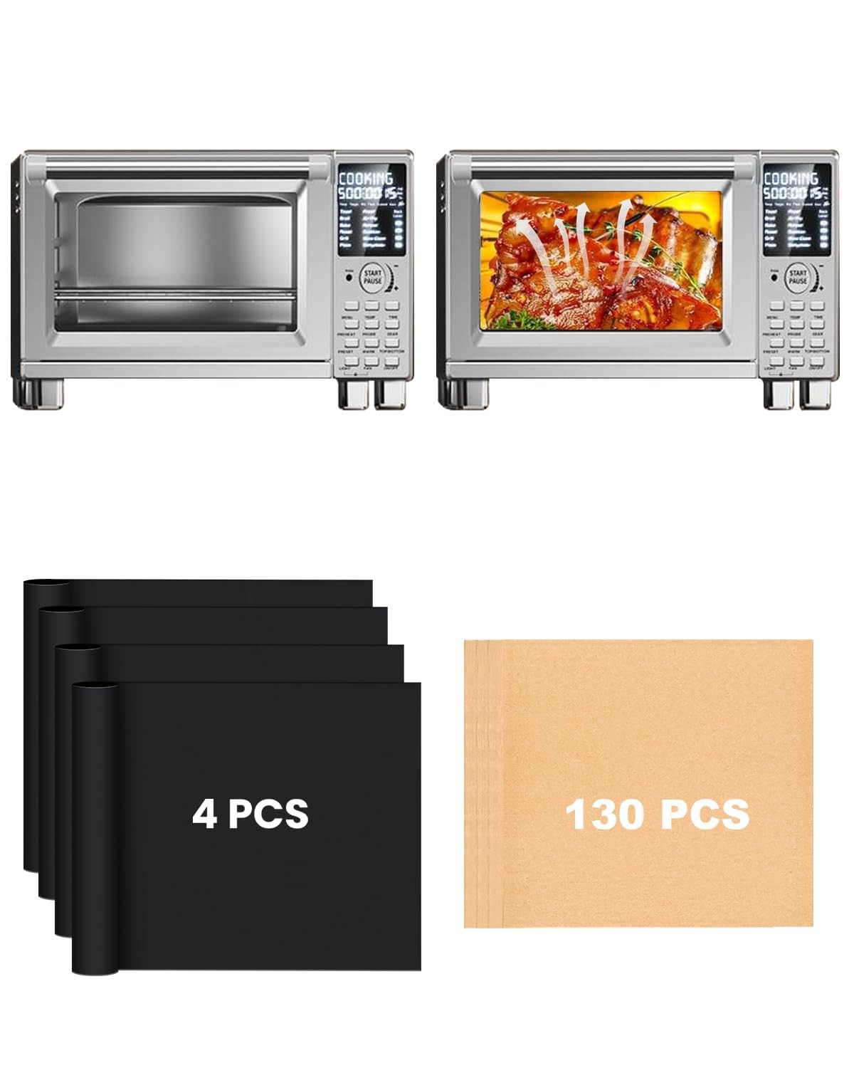 134PCS Air Fryer Liners For Nuwave 30QT, 130PCs Burlywood+4PCs Black gallery