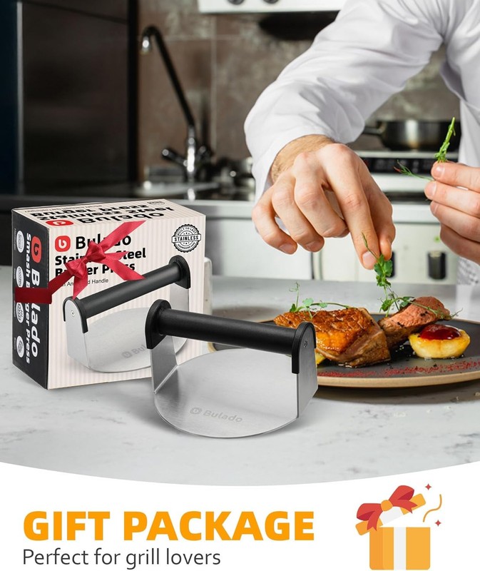 Burger Press, 6'' Round Smasher for Griddle with Heat-resistant... gallery