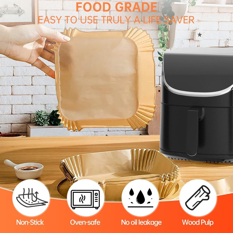 Air Fryer Liners Disposable 100 Pcs 8" (Square), 100 (Square) gallery