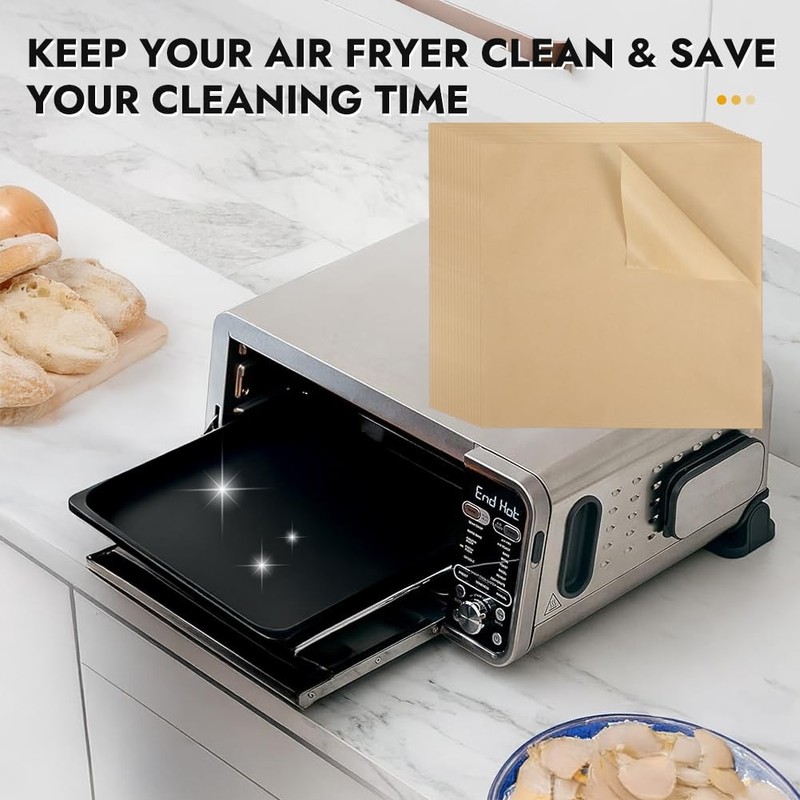 BYKITCHEN 12 Inch Air Fryer Parchment Paper for 120pcs-12x12inch, Nature gallery