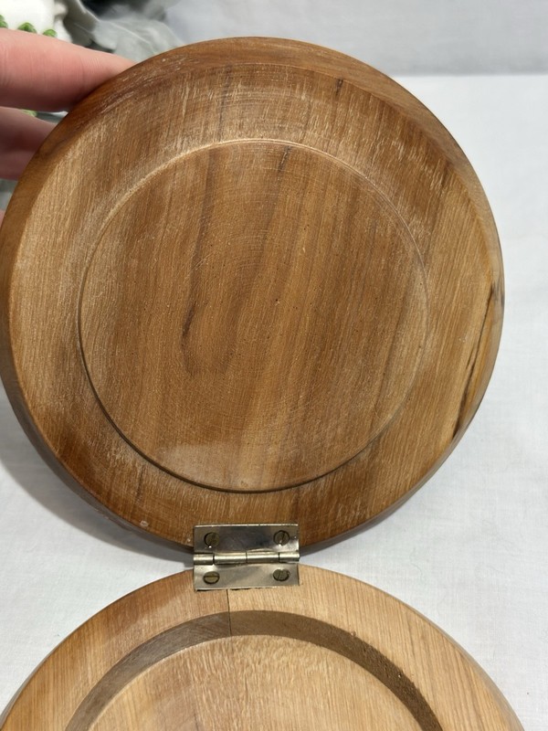 Vintage Wooden Hinged Hamburger Press 5.5” Patty Maker Kitchy Chef gallery